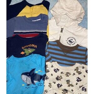 Boys 18-24M 7pcs Bundle Long Sleeve Shirts/Bodysuits/Hoodie, GUC Carters Garanim